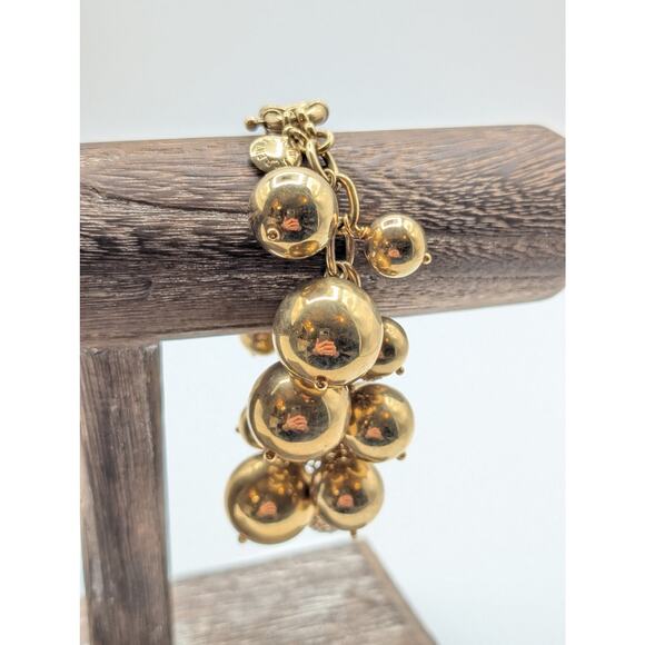 J. Crew Gold Tone Bauble Rhinestone Ball Bead Chain Link Bracelet - Picture 5 of 9